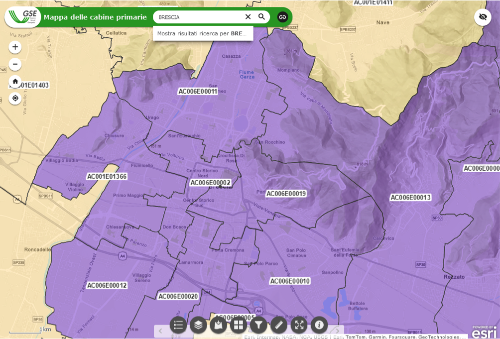 Mappa interattiva cabine primarie Brescia